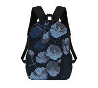 sinyumoney Mochila Escolar Infantil Impresa En 3D Blue Floral Pattern on Dark Background Mochilas Para Libros Mochilas Escolares De Viaje De Alta Capacidad Para Niños/estudiantes/adultos 17inch
