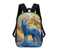 sinyumoney Mochila Escolar Infantil Impresa En 3D Blue Wolf Moon Mochilas Para Libros Mochilas Escolares De Viaje De Alta Capacidad Para Niños/estudiantes/adultos 17inch