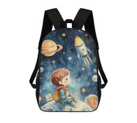 sinyumoney Mochila Escolar Infantil Impresa En 3D Boy Gazing at Rocket in Space Mochila Mochilas Deportivas Para Niños Y Niñas Mochila De Moda 17inch