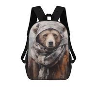 sinyumoney Mochila Escolar Infantil Impresa En 3D Brown Bear Enduring Winter Mochila Mochilas Deportivas Para Niños Y Niñas Mochila De Moda 17inch