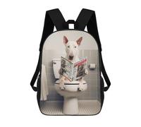 sinyumoney Mochila Escolar Infantil Impresa En 3D Bull Terrier on The Toilet Mochilas Para Libros Mochilas De Viaje Informales Mochila De Gran Capacidad Para Niños 17inch