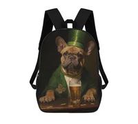 sinyumoney Mochila Escolar Infantil Impresa En 3D Bulldog Patrick Day Para Niños, Mochila De Viaje De Alta Capacidad, Mochila Informal Para Niños 17inch