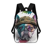 sinyumoney Mochila Escolar Infantil Impresa En 3D Bulldog With Glasses Hat Mochilas Para Libros Mochilas Escolares De Viaje De Alta Capacidad Para Niños/estudiantes/adultos 17inch