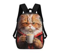 sinyumoney Mochila Escolar Infantil Impresa En 3D Caffeine Cat 7 Mochilas Para Libros Mochilas Escolares De Viaje De Alta Capacidad Para Niños/estudiantes/adultos 17inch
