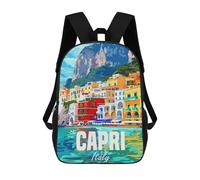 sinyumoney Mochila Escolar Infantil Impresa En 3D Capri Island Italy Para Niños, Mochila De Viaje De Alta Capacidad, Mochila Informal Para Niños 17inch