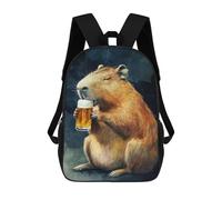 sinyumoney Mochila Escolar Infantil Impresa En 3D Capybara Drinking Beer Mochilas Para Libros Mochilas Escolares De Viaje De Alta Capacidad Para Niños/estudiantes/adultos 17inch