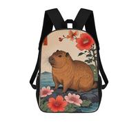 sinyumoney Mochila Escolar Infantil Impresa En 3D Capybara Japanese Art Mochila Mochilas Deportivas Para Niños Y Niñas Mochila De Moda 17inch