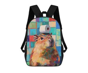 sinyumoney Mochila Escolar Infantil Impresa En 3D Capybara with Toilet Paper Para Niños, Mochila De Viaje De Alta Capacidad, Mochila Informal Para Niños 17inch