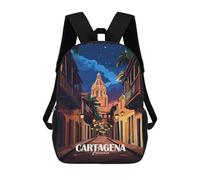 sinyumoney Mochila Escolar Infantil Impresa En 3D Cartagena, Colombia Street at Night Mochila Escolar Infantil Mochilas De Viaje Mochilas De Moda Mochilas De Gran Capacidad 17inch