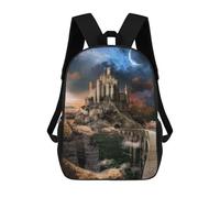 sinyumoney Mochila Escolar Infantil Impresa En 3D Castle in The Sky -5 Mochila Mochilas Deportivas Para Niños Y Niñas Mochila De Moda 17inch