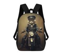 sinyumoney Mochila Escolar Infantil Impresa En 3D Cat Biker 17inch Para Niños, Mochila De Viaje De Alta Capacidad, Mochila Escolar De Moda Para Niños