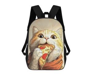 sinyumoney Mochila Escolar Infantil Impresa En 3D Cat Eating Pizza Slice Illustration Mochilas De Moda Informales Mochilas Infantiles Mochila Informal Para Exteriores Bolsas De Viaje Bonitas 17inch