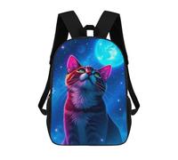 sinyumoney Mochila Escolar Infantil Impresa En 3D Cat Gazing at The Moon Mochilas Para Libros Mochilas De Viaje Informales Mochila De Gran Capacidad Para Niños 17inch