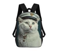 sinyumoney Mochila Escolar Infantil Impresa En 3D Cat in Captain's Hat Para Niños, Mochila De Viaje De Alta Capacidad, Mochila Informal Para Niños 17inch
