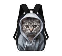 sinyumoney Mochila Escolar Infantil Impresa En 3D Cat in Hoodie Mochilas Para Libros Mochilas De Viaje Informales Mochila De Gran Capacidad Para Niños 17inch