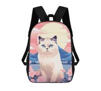 sinyumoney Mochila Escolar Infantil Impresa En 3D Cat Mount Fuji Portrait Mochila Mochilas Deportivas Para Niños Y Niñas Mochila De Moda 17inch