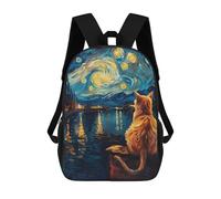 sinyumoney Mochila Escolar Infantil Impresa En 3D Cat Under Starry Night Mochilas Para Libros Mochilas De Viaje Informales Mochila De Gran Capacidad Para Niños 17inch