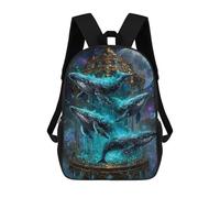 sinyumoney Mochila Escolar Infantil Impresa En 3D Celestial Whales in Golden Cage Mochila Mochilas Deportivas Para Niños Y Niñas Mochila De Moda 17inch