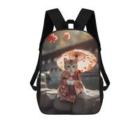 sinyumoney Mochila Escolar Infantil Impresa En 3D Cherry Blossom Cat in Kimono Para Niños, Mochila De Viaje De Alta Capacidad, Mochila Informal Para Niños 17inch