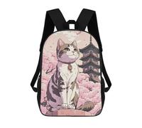 sinyumoney Mochila Escolar Infantil Impresa En 3D Cherry Blossom Cat Pagoda Scene Mochilas Para Libros Mochilas De Viaje Informales Mochila De Gran Capacidad Para Niños 17inch
