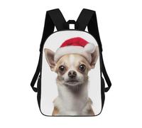 sinyumoney Mochila Escolar Infantil Impresa En 3D Chihuahua Dog with Santa Hat Portrait Para Niños, Mochila De Viaje De Alta Capacidad, Mochila Informal Para Niños 17inch