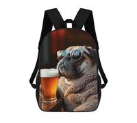 sinyumoney Mochila Escolar Infantil Impresa En 3D Chill Pug Beer Dog Mochila Escolar Infantil Mochilas De Viaje Mochilas De Moda Mochilas De Gran Capacidad 17inch