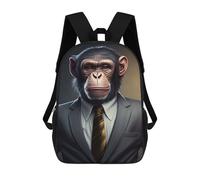 sinyumoney Mochila Escolar Infantil Impresa En 3D Chimpanzee in Formal Attire Mochilas Para Libros Mochilas De Viaje Informales Mochila De Gran Capacidad Para Niños 17inch