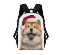 sinyumoney Mochila Escolar Infantil Impresa En 3D Chow Chow Dog with Santa Hat Mochila Escolar Infantil Mochilas De Viaje Mochilas De Moda Mochilas De Gran Capacidad 17inch