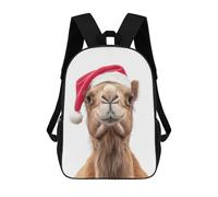 sinyumoney Mochila Escolar Infantil Impresa En 3D Christmas Camel with Santa Hat Mochilas De Moda Informales Mochilas Infantiles Mochila Informal Para Exteriores Bolsas De Viaje Bonitas 17inch