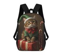 sinyumoney Mochila Escolar Infantil Impresa En 3D Christmas Cat Elf Costume Mochilas Para Libros Mochilas Escolares De Viaje De Alta Capacidad Para Niños/estudiantes/adultos 17inch