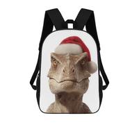 sinyumoney Mochila Escolar Infantil Impresa En 3D Christmas Dinosaur with Santa Hat Para Niños, Mochila De Viaje De Alta Capacidad, Mochila Informal Para Niños 17inch