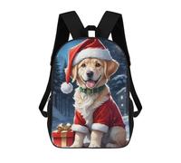 sinyumoney Mochila Escolar Infantil Impresa En 3D Christmas Dog Golden Mochilas Para Libros Mochilas Escolares De Viaje De Alta Capacidad Para Niños/estudiantes/adultos 17inch