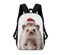 sinyumoney Mochila Escolar Infantil Impresa En 3D Christmas Hedgehog with Santa Hat Mochila Mochilas Deportivas Para Niños Y Niñas Mochila De Moda 17inch