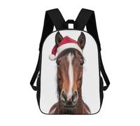 sinyumoney Mochila Escolar Infantil Impresa En 3D Christmas Horse with Santa Hat Mochila Mochilas Deportivas Para Niños Y Niñas Mochila De Moda 17inch