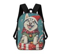 sinyumoney Mochila Escolar Infantil Impresa En 3D Christmas Husky with Presents-1 17inch Para Niños, Mochila De Viaje De Alta Capacidad, Mochila Escolar De Moda Para Niños