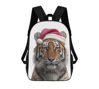 sinyumoney Mochila Escolar Infantil Impresa En 3D Christmas Tiger Wearing A Santa Hat Mochila Mochilas Deportivas Para Niños Y Niñas Mochila De Moda 17inch