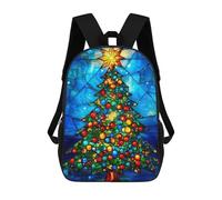 sinyumoney Mochila Escolar Infantil Impresa En 3D Christmas Tree Stained Glass Mochila De Viaje De Alta Capacidad Para Libros Mochilas De Moda Para Niños Mochila Escolar Informal 17inch