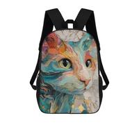 sinyumoney Mochila Escolar Infantil Impresa En 3D Colorful Abstract Cat Art 17inch Para Niños, Mochila De Viaje De Alta Capacidad, Mochila Escolar De Moda Para Niños