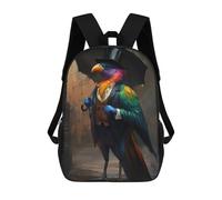sinyumoney Mochila Escolar Infantil Impresa En 3D Colorful Bird in Top Hat Para Niños, Mochila De Viaje De Alta Capacidad, Mochila Informal Para Niños 17inch
