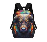 sinyumoney Mochila Escolar Infantil Impresa En 3D Colorful Bull Portrait-17 Para Niños Mochilas De Viaje De Alta Capacidad Bolsas Para Libros Mochila Escolar Infantil Mochila 17inch