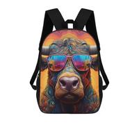 sinyumoney Mochila Escolar Infantil Impresa En 3D Colorful Bull with Sunglasses Mochilas De Viaje De Alta Capacidad Para Niños Mochilas De Libros De Moda Mochila Escolar Infantil 17inch