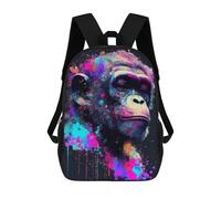 sinyumoney Mochila Escolar Infantil Impresa En 3D Colorful Chimpanzee Mochilas Para Libros Mochilas De Viaje Informales Mochila De Gran Capacidad Para Niños 17inch