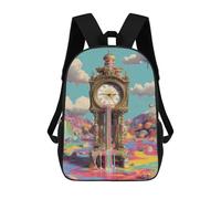 sinyumoney Mochila Escolar Infantil Impresa En 3D Colorful Clock in Fantasy Land 17inch Para Niños, Mochila De Viaje De Alta Capacidad, Mochila Escolar De Moda Para Niños