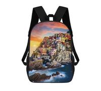 sinyumoney Mochila Escolar Infantil Impresa En 3D Colorful Coastal Village at Sunset -1 Para Niños Mochilas De Viaje De Alta Capacidad Bolsas Para Libros Mochila Escolar Infantil Mochila 17inch