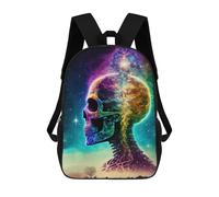 sinyumoney Mochila Escolar Infantil Impresa En 3D Colorful Cosmic Skull Mochilas Para Libros Mochilas De Viaje Informales Mochila De Gran Capacidad Para Niños 17inch