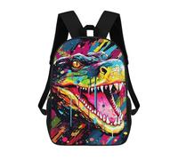 sinyumoney Mochila Escolar Infantil Impresa En 3D Colorful Crocodile Art Print -1 17inch Para Niños, Mochila De Viaje De Alta Capacidad, Mochila Escolar De Moda Para Niños