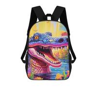 sinyumoney Mochila Escolar Infantil Impresa En 3D Colorful Crocodile in Paradise Para Niños Mochilas De Viaje De Alta Capacidad Bolsas Para Libros Mochila Escolar Infantil Mochila 17inch