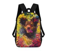 sinyumoney Mochila Escolar Infantil Impresa En 3D Colorful Dog Artwork 17inch Para Niños, Mochila De Viaje De Alta Capacidad, Mochila Escolar De Moda Para Niños