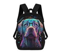 sinyumoney Mochila Escolar Infantil Impresa En 3D Colorful Dog Portrait with Glasses 17inch Para Niños, Mochila De Viaje De Alta Capacidad, Mochila Escolar De Moda Para Niños