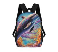 sinyumoney Mochila Escolar Infantil Impresa En 3D Colorful Dolphin Underwater Scene-1 Mochilas Para Libros Mochilas Escolares De Viaje De Alta Capacidad Para Niños/estudiantes/adultos 17inch